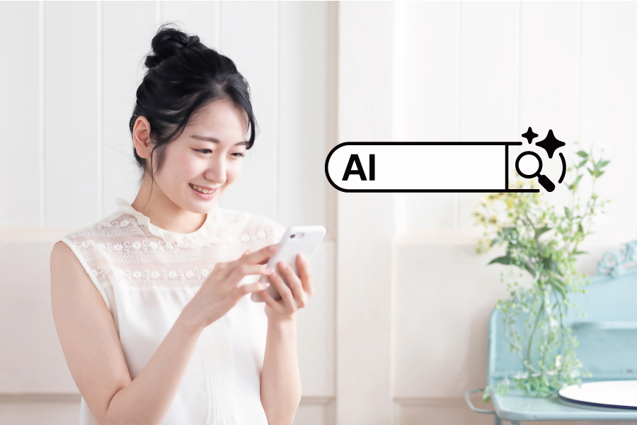 AI検索をする女性